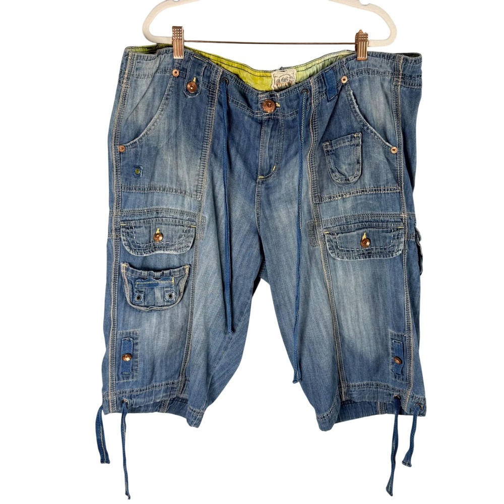 Freestyle Revolution Showgirl Denim Cargo Shorts Womens 22 Relaxed Drawsting